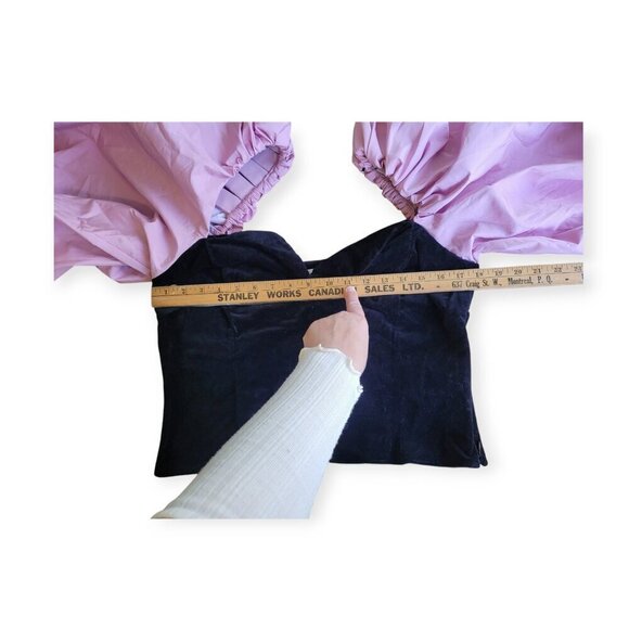 ZARA XL Pink Velvet Puff Sleeve Top - Picture 4 of 5